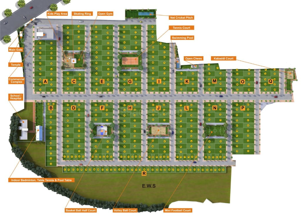 Multi Sports City master layout — blocks, roads and amenities